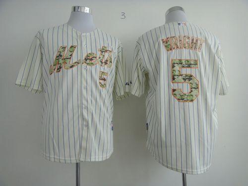 Mets #5 David Wright Cream(Blue Strip) USMC Cool Base Stitched MLB Jersey - Click Image to Close